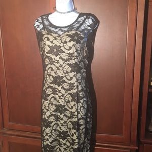 Black Lace with Cream Dress